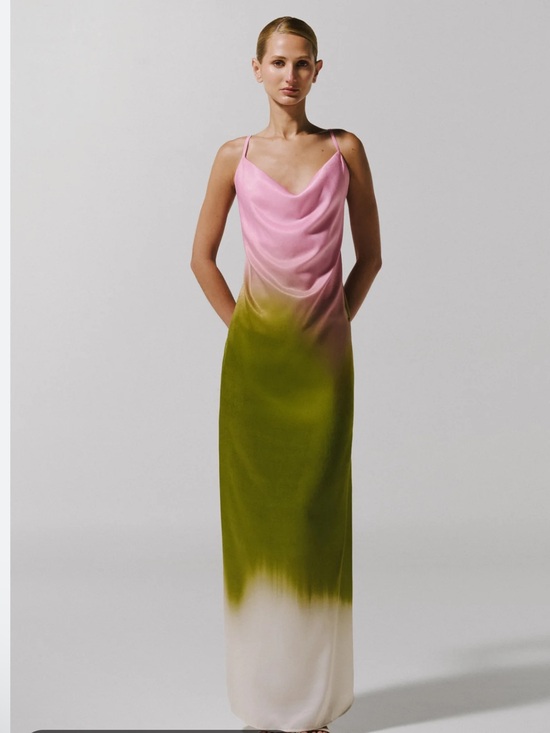 Baobab Collection Dresses & Skirts - Baobab Collection Pink-to-Olive Ombre Cowl Slip Maxi Dress